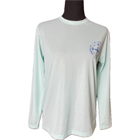 HIHO NWT VI Compass UPF 50+ N S E W Surf Shirt St John Virgin Islands Blue XS - Picture 1 of 7